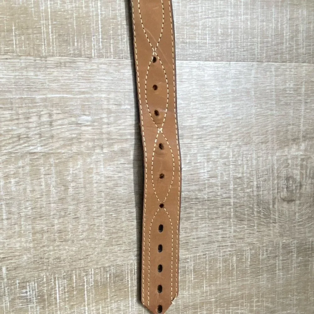 Bay Apache Brown Tan Leather Stitched Western Belt Mens Size 46 Rodeo Boho Retro